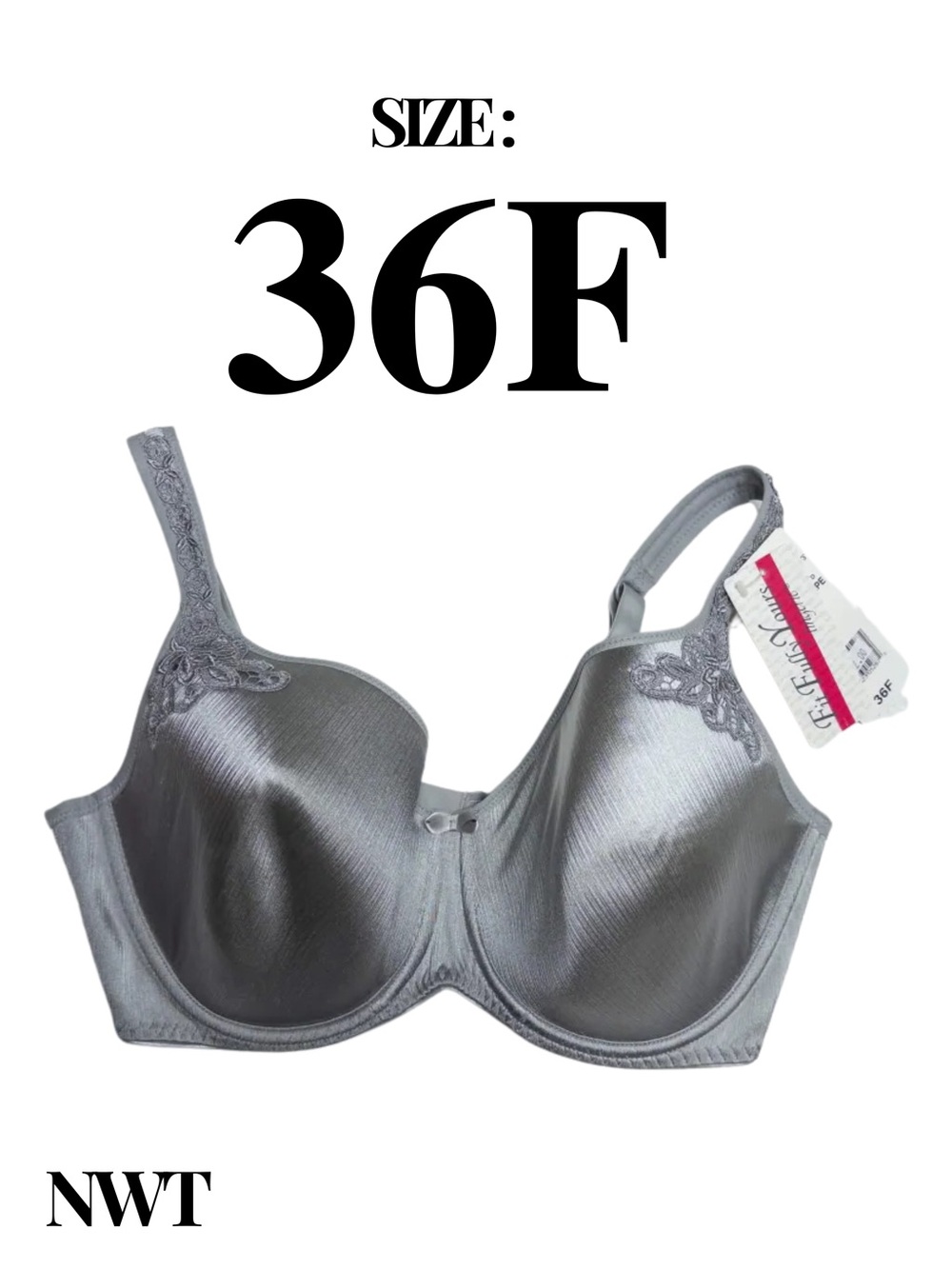 Fit Fully Yours Full Coverage Underwire Grey Bra NWT — Size 36F